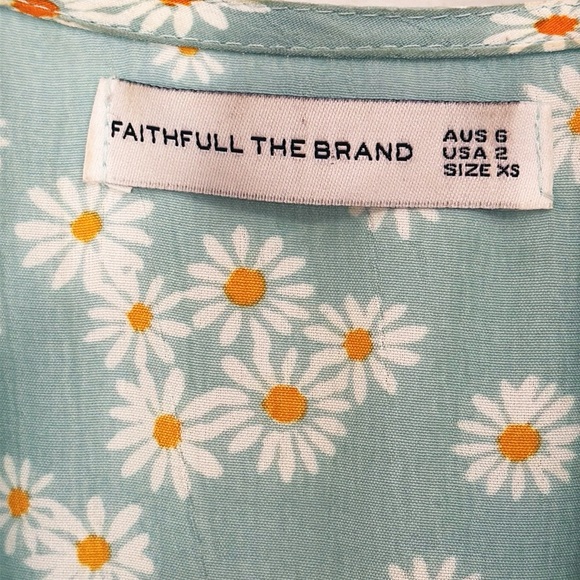 FAITHFULL THE BRAND Mira Wrap Mini Dress Daisy Floral Print Size XS EUC - Picture 6 of 7